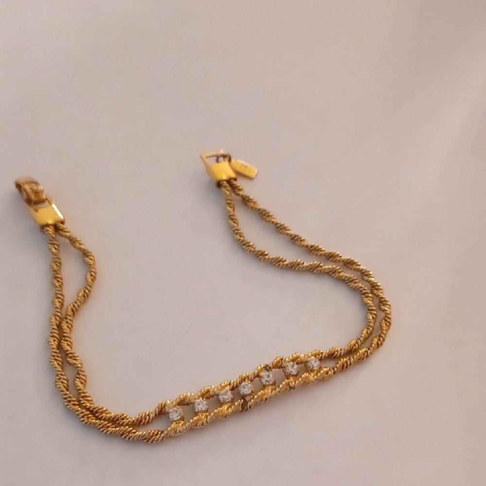 Vintage Gold Tone Twisted Bracelet Marked M